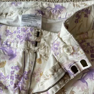 Old Navy Floral Print Pants - Purple and Cream thumbnail 3