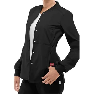 Dickies EDS Stretch Womens M Black Snap Front Scrub Jacket 85304A NWT thumbnail 4