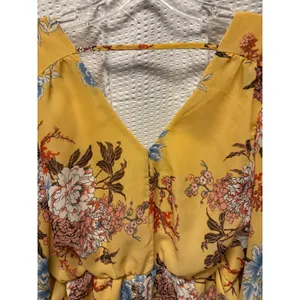 RWish Medium Yellow Floral Wrap Dress V Neck Flowey Maxi Chiffon‎ thumbnail 12