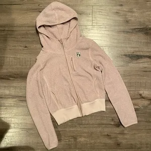 Womens American Eagle Fleece Zip Up Hoodie Jacket Beige/Light Khaki/Lite Pink Sm thumbnail 1
