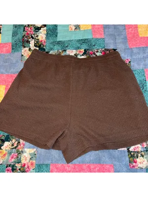 Fabletics Medium $50 Crinkle Knit High Waisted Brown Textured Athletic Shorts thumbnail 5