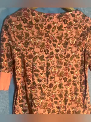 Sundance floral orange 3/4 sleeve waffle knit Henley top‎ small cotton twilight thumbnail 9