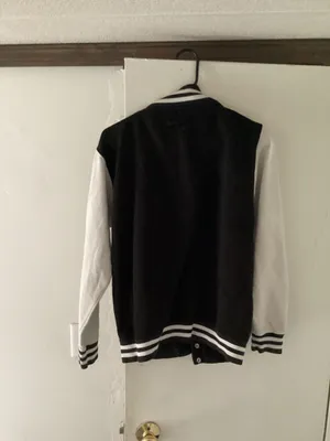ALL WE DO Varsity Jacket Black White Size M thumbnail 3