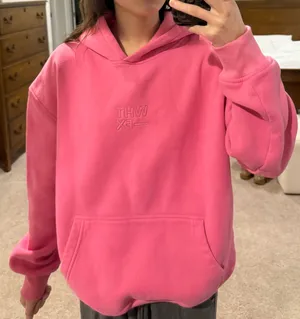 Right On The Line Hoodie Pink White Fox Boutique S/M thumbnail 1