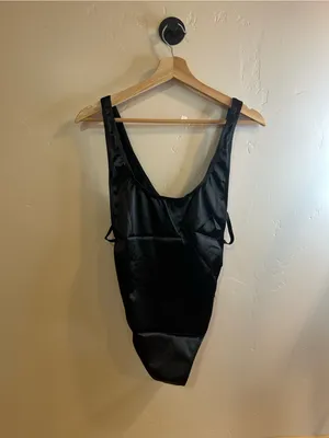 Motel Rocks Black Satin Sideless Bodysuit Medium New thumbnail 2