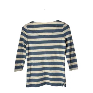 Lauren Ralph Lauren Top Women XS Blue White Lace Up Striped Knit Preppy Coastal thumbnail 3