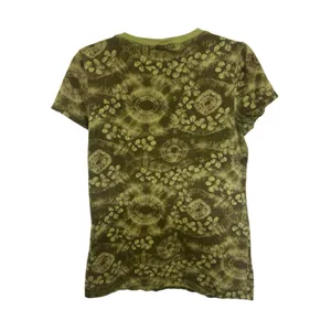 Allen Allen Green Tie Dye Abstract Cotton T-Shirt L Made in USA Hippie Granola thumbnail 2