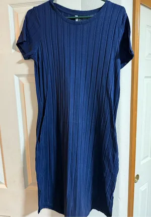 Women Navy blue pleated dress with short sleeves #pleated #dress thumbnail 1