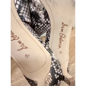 Sam Edelman Black Tan Snakeskin‎ Slingback Kitten Heel Pumps 7.5 *flaw thumbnail 4