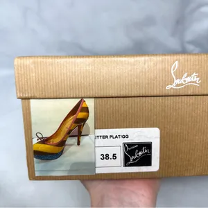 Christian Louboutin Foraine 140 Bow Striped Leather Glitter Platform Pumps Heels thumbnail 15