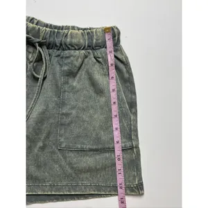Zenana Acid Wash T-Shirt & Shorts Matching Set Small Dark Green Cotton Lounge thumbnail 14