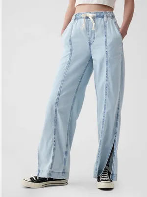 GAP Denim Easy Wide Leg Pant Drawstring Small thumbnail 1
