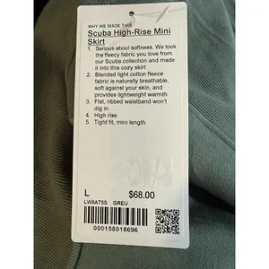 Lululemon Scuba High Rise Mini‎ Skirt NWT Size Large(GREU) thumbnail 6