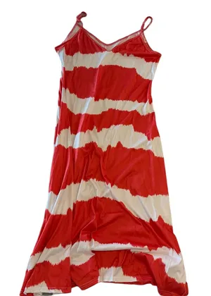 Women's Maxi Orange and White Thin Strap Sundress Size 2XL #260554 thumbnail 1