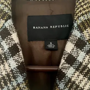 Banana Republic Brown Plaid Wool Long Coat size Small thumbnail 2