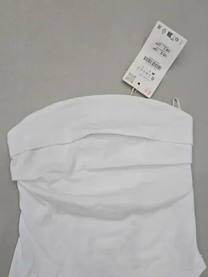 NWT! Zara White Strapless Asymmetrical Bandana/Handkerchief Top Size S thumbnail 3