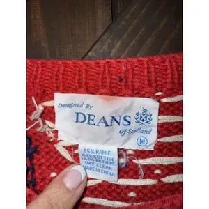 VTG Dean's of Scotland Patchwork Sweater Medium Ugly Christmas‎ Heavy Knit thumbnail 2