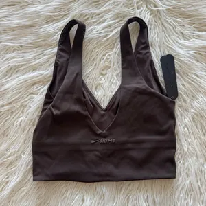 Nike Skims Matte V-Neck Longline Bra Dark Sepia Size XS thumbnail 5