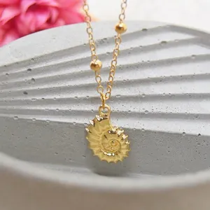 Ammonite Fossil Necklace Gold thumbnail 3