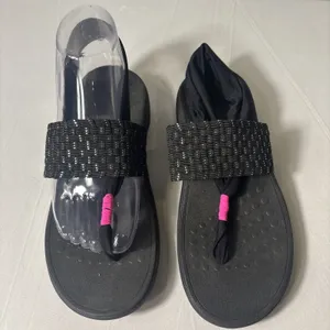 Vionic Sandals Womens Size 8 Black & Pink‎ Serena Tia Slingback Flip Flops thumbnail 2