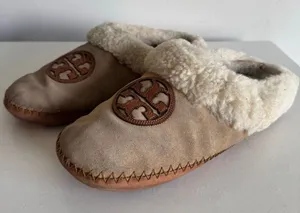 Tory Burch Coley Calf Leather Sherpa Lined Slippers Size 7 thumbnail 1