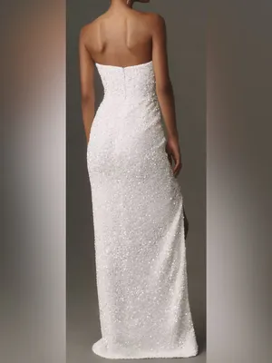 NEW HELSI Lola Sequin Strapless Column White Gown Sz S thumbnail 2