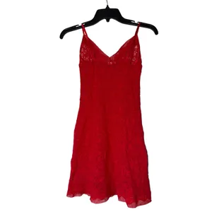 Victoria's Secret Vintage Red Floral Lace Chemise Slip Dress V-Neck Mini Medium‎ thumbnail 2