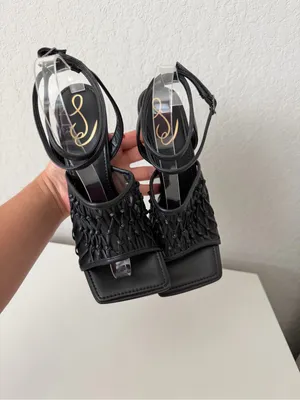 Sam Edelman Black CANDICE Woven Ankle-Tie Heel Sandals size 8 thumbnail 4