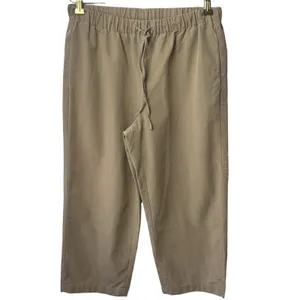 The Group Babaton‎ Drawstring Twill Crop Pants Tan Comfort Capsule Preppy M thumbnail 2