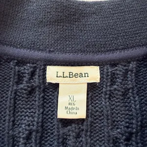 LL Bean Navy Blue Cable Knit Cotton Button Up Cardigan Sweater Size XL thumbnail 8