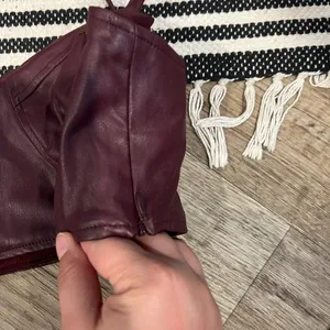 Future Collective Strappy Tiny Crop‎ Top Women's Size S Berry Faux Leather thumbnail 4
