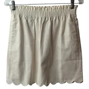 NEW J.‎ Crew Linen Blend Ivory Lined Scallop Hem Skirt Coastal Minimalist 4 thumbnail 2