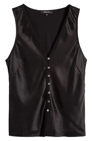 Madewell Emily Satin Sleeveless Button Up Size 8 thumbnail 1
