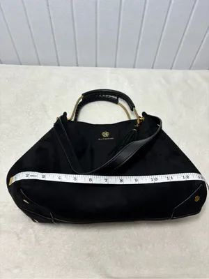 House Of Harlow 1960 Black Faux Suede Luxe‎ Satchel Wristlet Bag thumbnail 5