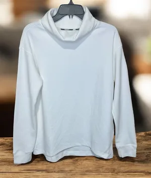 Lands' End Women's Long Sleeve waffle funnel neck top - white thumbnail 1