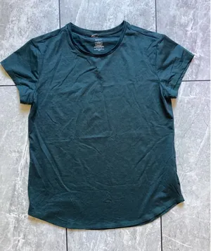 Quince Flowknit Breeze Tee Heather Green Short Sleeve Crew Neck Top LB57601 S thumbnail 1