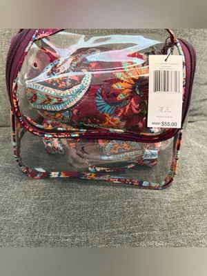 Vera Bradley Plum Floral Clear Travel Cosmetic Bag Set thumbnail 5