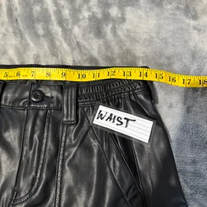 American Eagle Stretch Faux Leather Cargo Pants 4 Black High Waist Straight Leg thumbnail 9