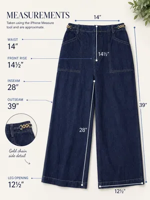Free Market Wide Leg Jeans Womens M Dark Wash High Rise Gold Chain Denim thumbnail 14