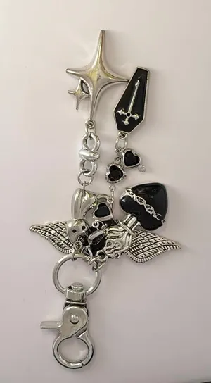 Angel Wings Cross Star Keychain Charm for Men Women Car Keychain Key Ring Bag Charm Couple Gifts thumbnail 1