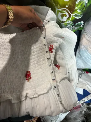 Free People White One-Shoulder Mini Dress with Red Floral Accents thumbnail 7
