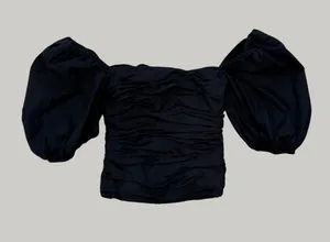 Reformation Ruched Puff Sleeve Crop Top thumbnail 1