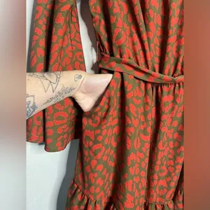 Vici Orange and Green Cheetah Print Dress XL thumbnail 5