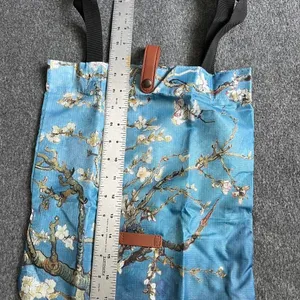 polyester Oil Painting Van Gogh Print Tote Reusable Shopping Bag Almond Blossom thumbnail 3