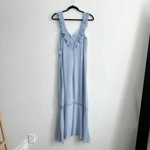 Reformation |‎ Purdie Lace-Trim Flutter Strap Midi Dress in Mineral Blue thumbnail 7