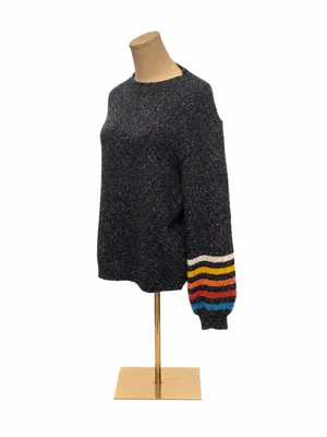 KORI America Striped Sleeve Marled Knit Sweater thumbnail 2