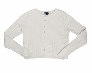 All in Favor Ivory Cable Knit Button-Front Cardigan Size Small thumbnail 1