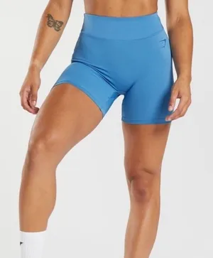 GYMSHARK |‎ Woman's Coastal Blue Reps Biker Ruched Cycling Power Tight Shorts, S thumbnail 1