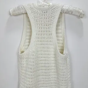 Madewell Crochet Knit Crewneck Sweater Tank Cotton Vest Bright Ivory XS NWT thumbnail 10