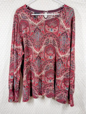 Talbots‎ Red Paisley Pure Merino Wool Top thumbnail 2